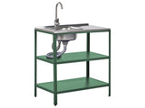 Isola cucina da esterno con lavello in acciaio inox verde 80 x 50 x 92 cm Bocca a leva singola 2 ripiani con top Cucina da giardino da pranzo Beliani