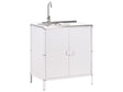 Outdoor Kitchen Cabinet White Stainless Steel 2 Door Unit with Sink Single Lever Spot with Top Garden Kitchen Dining Beliani