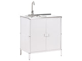 Outdoor Kitchen Cabinet White Stainless Steel 2 Door Unit with Sink Single Lever Spot with Top Garden Kitchen Dining Beliani