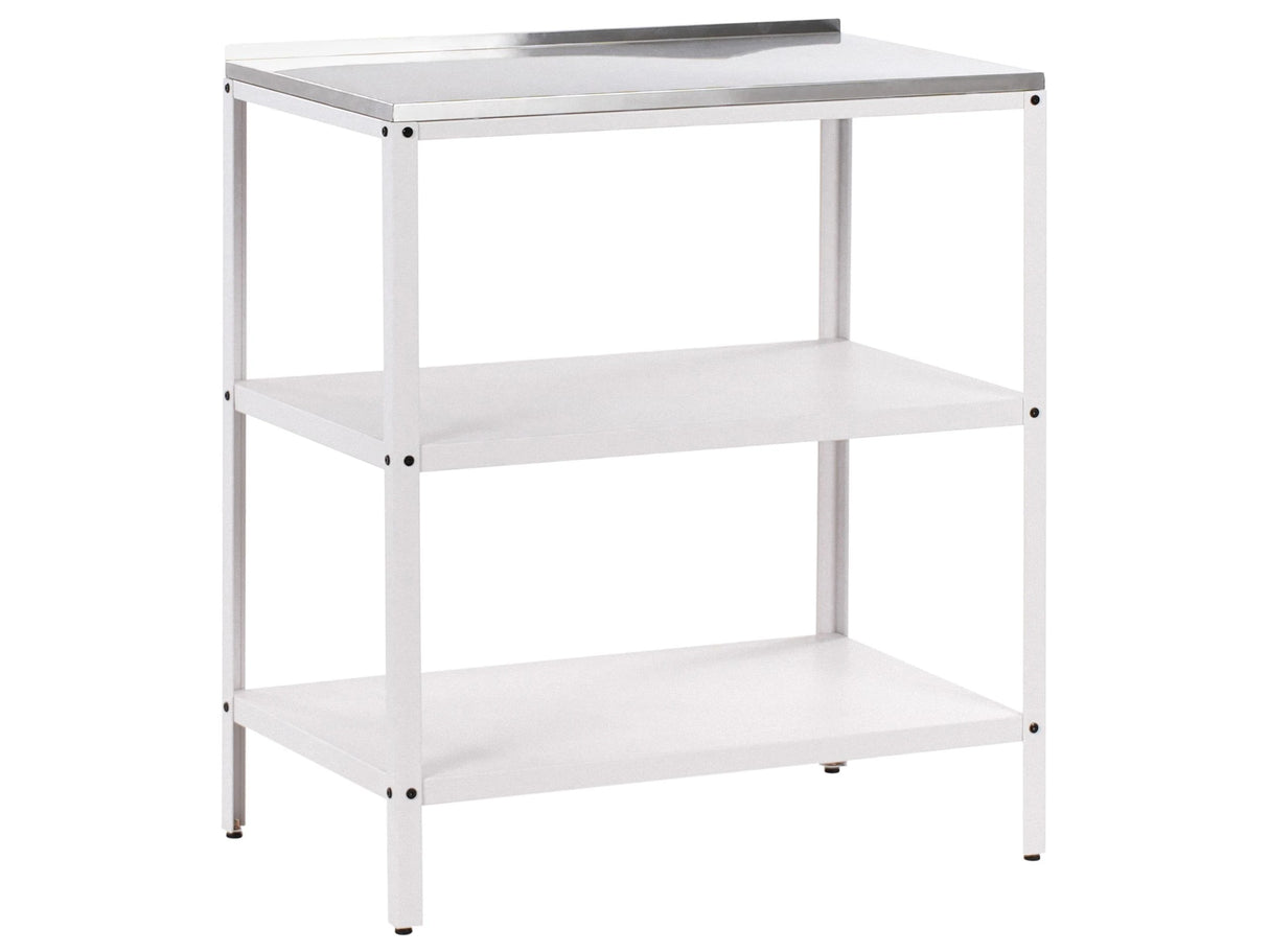 Outdoor Kitchen Island White  Stainless Steel 80 x 50 x 92 cm 2 Shelves Unit with Top Garden Kitchen Dining Beliani