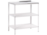 Outdoor Kitchen Island White  Stainless Steel 80 x 50 x 92 cm 2 Shelves Unit with Top Garden Kitchen Dining Beliani