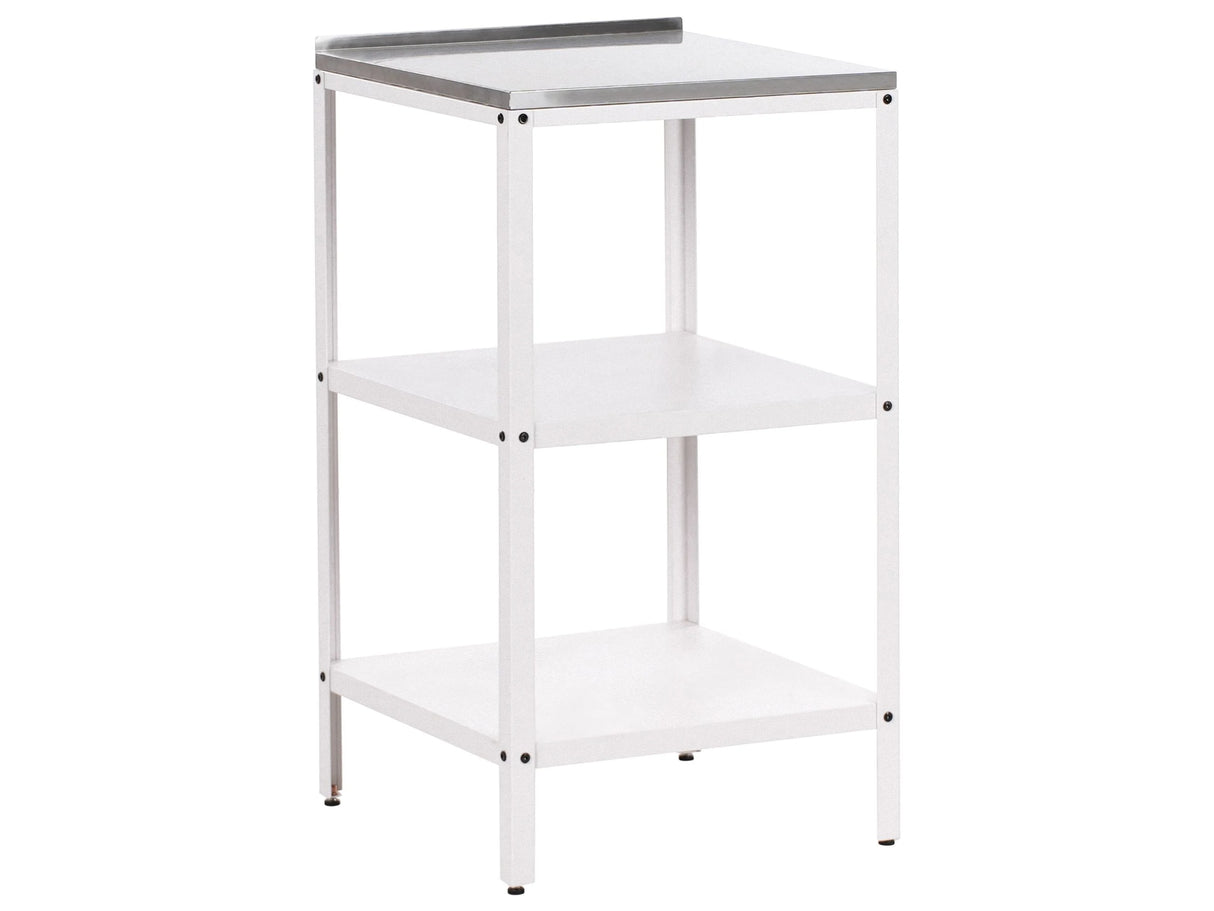 Outdoor Kitchen Island White Stainless Steel 2 Shelves Unit with Top Garden Kitchen Dining Beliani
