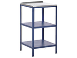 Outdoor Kitchen Island Blue Stainless Steel 2 Shelves Unit with Top Garden Kitchen Dining Beliani