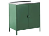 Meuble de Cuisine d'Extrieur Acier Inoxydable Vert 2 Portes avec Dessus Cuisine Salle  Manger de Jardin Beliani