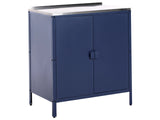 Outdoor Kitchen Cabinet Blue Stainless Steel 2 Door Unit with Top Garden Kitchen Dining Beliani