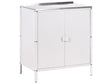 Outdoor Kitchen Cabinet White Stainless Steel 2 Door Unit with Top Garden Kitchen Dining Beliani