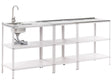 3 Piece Outdoor Kitchen Set White Stainless Steel 3 Kitchen Islands Sink Single Lever Outdoor Kitchen Cooking Station Beliani