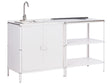 2 Piece Outdoor Kitchen Set White Stainless Steel Storage Island Cabinet Sink Single Lever Outdoor Kitchen Cooking Station Beliani