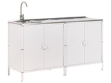 2 Piece Outdoor Kitchen Set White Stainless Steel 2 Cabinets Sink Single Lever Outdoor Kitchen Cooking Station Beliani