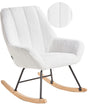 Rocking Chair Off-White Boucle Upholstery Teddy Metal Black Legs Armrests Wide Backrest Living Room Beliani