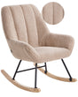 Rocking Chair Beige Boucle Upholstery Teddy Metal Black Legs Armrests Wide Backrest Living Room Beliani