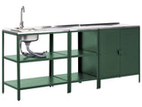3 Piece Outdoor Kitchen Set Green Stainless Steel 2 Storage Islands Cabinet Sink Single Lever Outdoor Kitchen Cooking Station Beliani