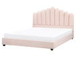 Waterbed Pastel Pink Velvet EU King Size 5ft3 Sea Shell Headboard Slatted Base Beliani
