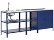 3 Piece Outdoor Kitchen Set Blue Stainless Steel 2 Storage Islands Cabinet Sink Single Lever Outdoor Kitchen Cooking Station Beliani