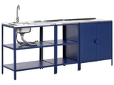 3 Piece Outdoor Kitchen Set Blue Stainless Steel 2 Storage Islands Cabinet Sink Single Lever Outdoor Kitchen Cooking Station Beliani