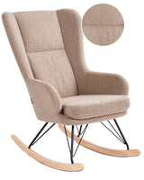 Rocking Chair Beige Boucle Upholstery Metal Black Legs with Armrests High Back Backrest Living Room Nursery Beliani