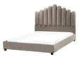 Bed Taupe Velvet EU Double Size 4ft6 Sea Shell Headboard Slatted Base Beliani