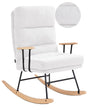 Rocking Chair Off-White Boucle Teddy Upholstery Metal and Rubber Wood Legs Reclining Back Living Room Beliani