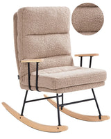 Rocking Chair Beige Boucle Teddy Upholstery Metal and Rubber Wood Legs Reclining Back Living Room Beliani