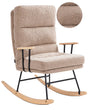 Rocking Chair Beige Boucle Teddy Upholstery Metal and Rubber Wood Legs Reclining Back Living Room Beliani
