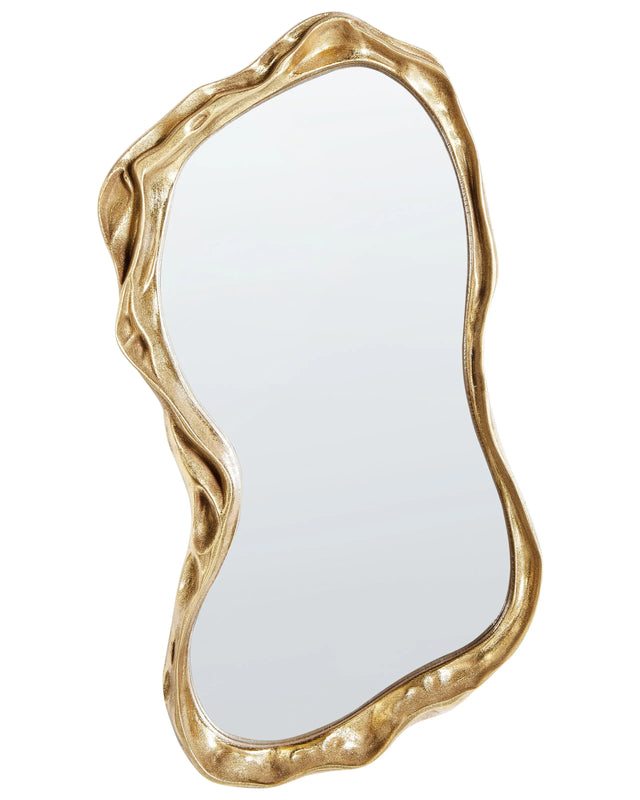 Wall Mirror Decorative Glass and MDF 75 x 37 cm Irregular Shape Modern Design Beliani