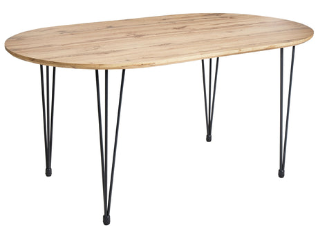 Dining Table Light Brown MDF Top Metal Legs Hairpin Legs Modern Industrial Style Beliani