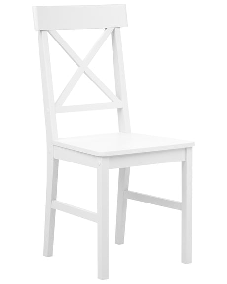 Set of 2 Dining Chairs White Poplar Wood MDF Cottage Style Beliani