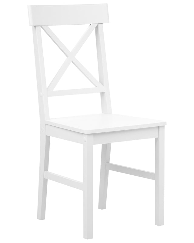 Set of 2 Dining Chairs White Poplar Wood MDF Cottage Style Beliani
