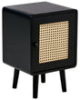 Bedside Table Black MDF Veneer with Rattan Front Drawer with Viennese Braid Boho Style Nightstand Beliani