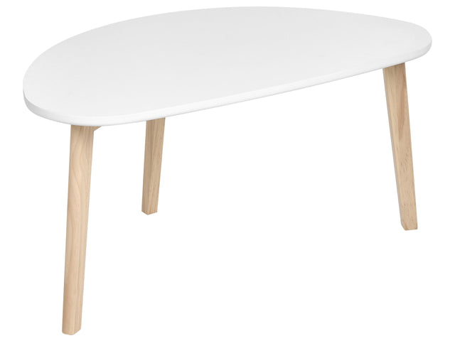 Coffee Table White MDF Table Top Pine Wood Legs Irregular Small Living Room Furniture Beliani