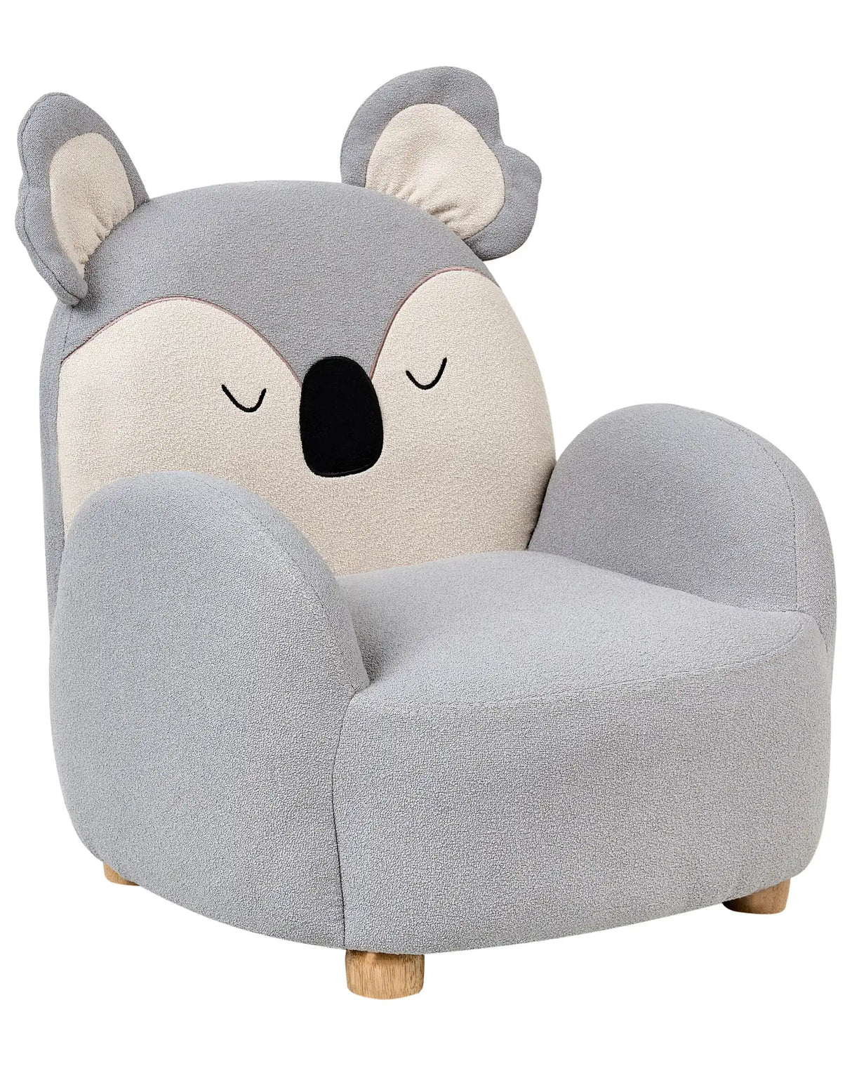Kids Armchair Koala Grey Upholstery Low Children Chair Koala Bear Shape Beliani