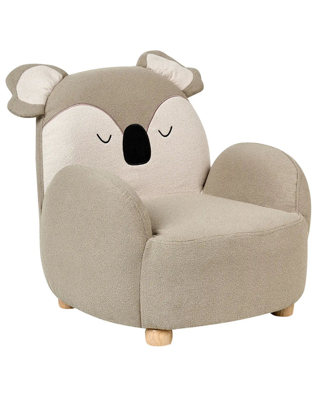 Kids Armchair Koala Taupe Upholstery Low Children Chair Koala Bear Shape Beliani