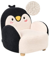 Kids Armchair Penguin Black Upholstery Low Children Chair Shape Beliani