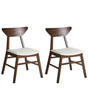 Set of 2 Dining Chairs Dark Brown and Beige Polyester Rubber Wood Backrest and Frame Upholstered Seat Dining Room Kitchen Beliani