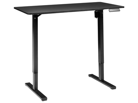 Electrically Adjustable Desk Black Tabletop White Steel Frame 120 x 60 cm Sit and Stand Square Feet Modern Design Beliani