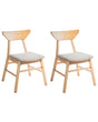 Set of 2 Dining Chairs Light Brown and Taupe Polyester Rubber Wood Backrest and Frame Upholstered Seat Dining Room Kitchen Beliani
