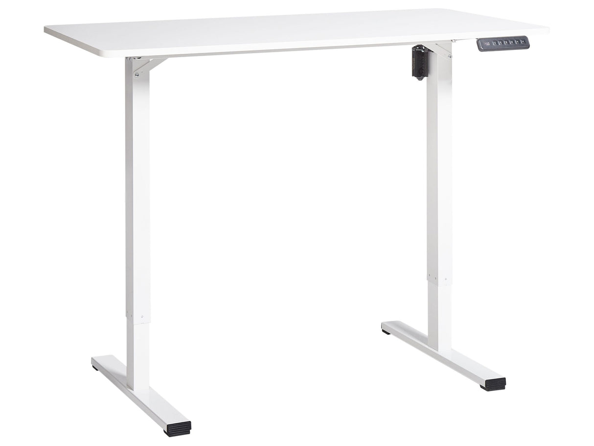 Electrically Adjustable Desk White Tabletop White Steel Frame 120 x 60 cm Sit and Stand Square Feet Modern Design Beliani