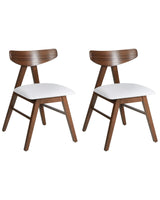 Set of 2 Dining Chairs Dark Brown and Light Grey Polyester Rubber Wood Frame Upholstered Seat Dining Room Kitchen Beliani