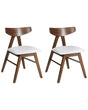 Set of 2 Dining Chairs Dark Brown and Light Grey Polyester Rubber Wood Frame Upholstered Seat Dining Room Kitchen Beliani