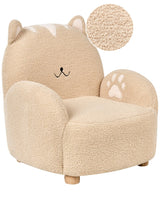 Kids Armchair Cat Beige Upholstery Low Children Chair Shape Beliani