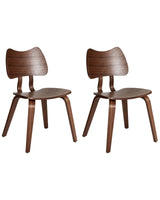 Set of 2 Dining Chairs Dark Brown Rubber Wood Frame Dining Room Kitchen Furniture Retro Style Beliani