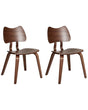 Set of 2 Dining Chairs Dark Brown Rubber Wood Frame Dining Room Kitchen Furniture Retro Style Beliani