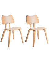 Set of 2 Dining Chairs Light Brown Rubber Wood Frame Dining Room Kitchen Furniture Retro Style Beliani