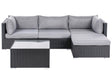 2 Piece Garden Sofa Set Black w/ Grey Cushions 5 Seater Corner Coffee Table Beliani