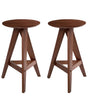 Set of 2 Stools Dark Brown Rubber Wood Retro Style Dining Room Kitchen Beliani