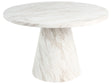 Modern Style Round Dining Table White MDF Engineered Wood Pedestal Base Marble Effect Beliani