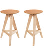 Set of 2 Stools Light Brown Rubber Wood Retro Style Dining Room Kitchen Beliani