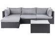 2 Piece Garden Sofa Set Black w/ Grey Cushions 5 Seater Corner Coffee Table Beliani