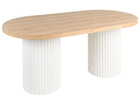 Dining Table Brown MDF Tabletop Legs 180 x 90 cm Modern Rustic Style Beliani