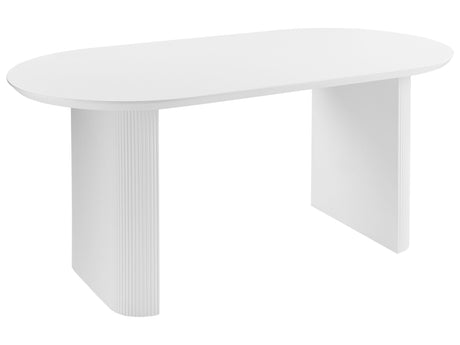 Dining Table White MDF Tabletop Legs 180 x 90 cm Modern Rustic Style Beliani